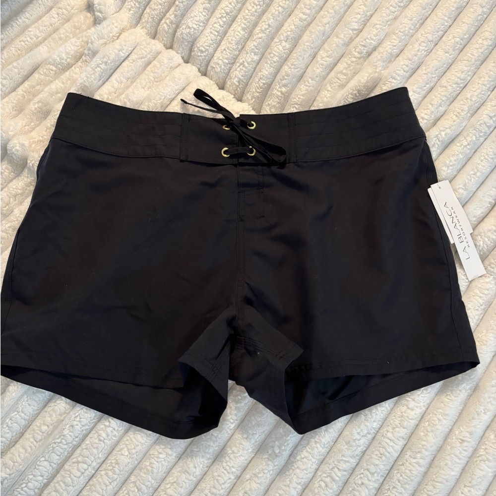 La Blanca Black Athletic Shorts with Drawstring Waistband